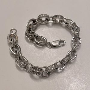 Sterling Silver and Diamond Link bracelet 7”